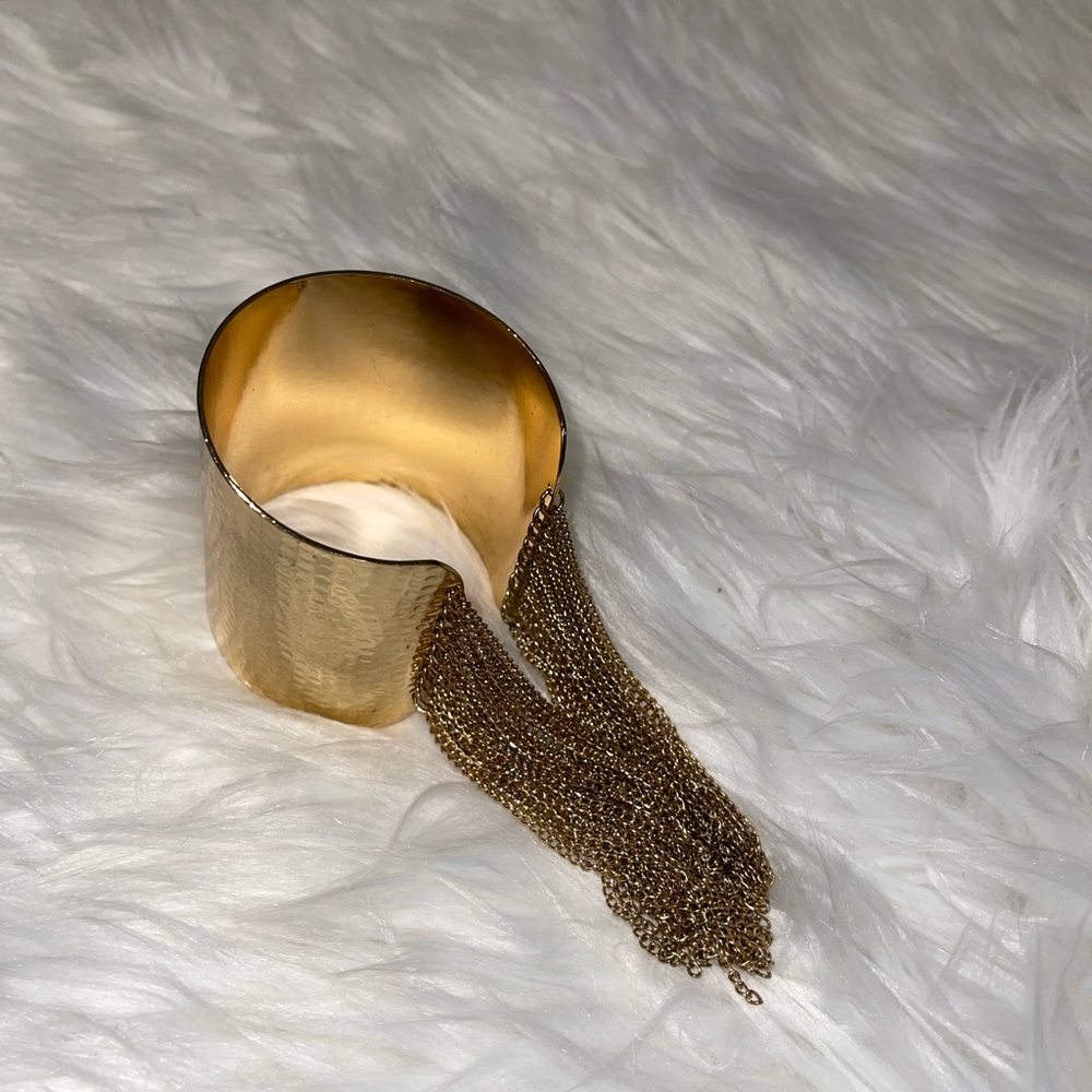 Brass Fringed Cuff Bracelet